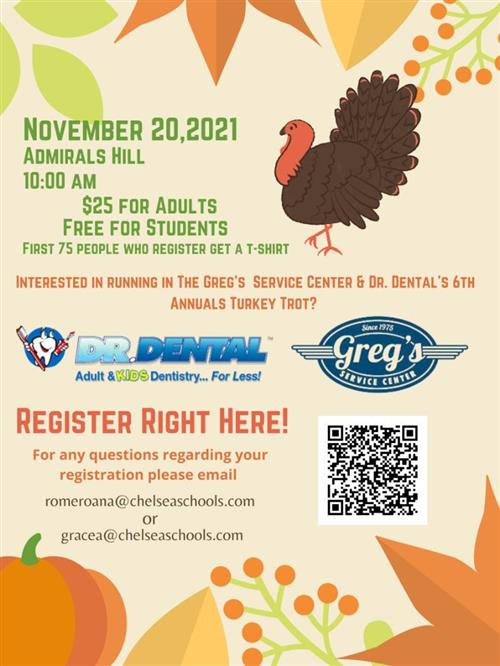 Flyer advertising the annual Turkey Trot on Saturday, November 20, at Admirals Hill